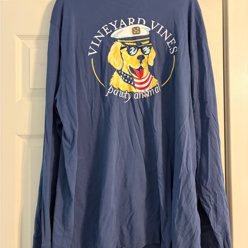 Vineyard Vines Blue Long Sleeve Tee with Pocket - Picture 2 of 2